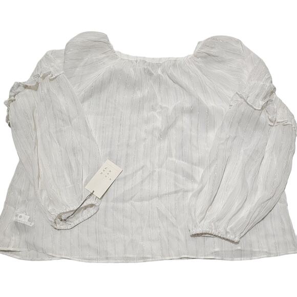 A New Day New Sheer Peasant Blouse with metallic threading size XXL - Picture 2 of 9